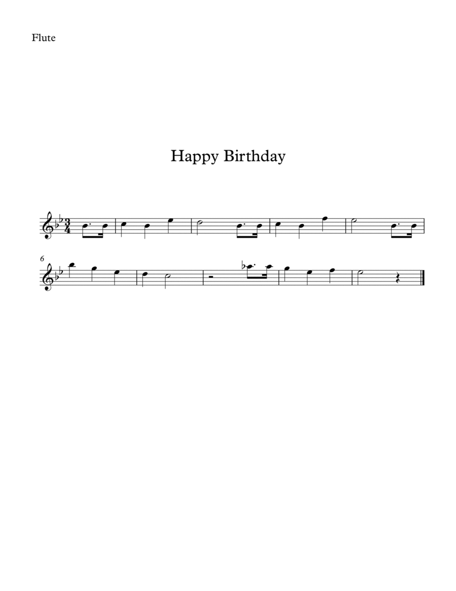 Happy Birthday for Beginners Flute Solo scores gallery preview page 1