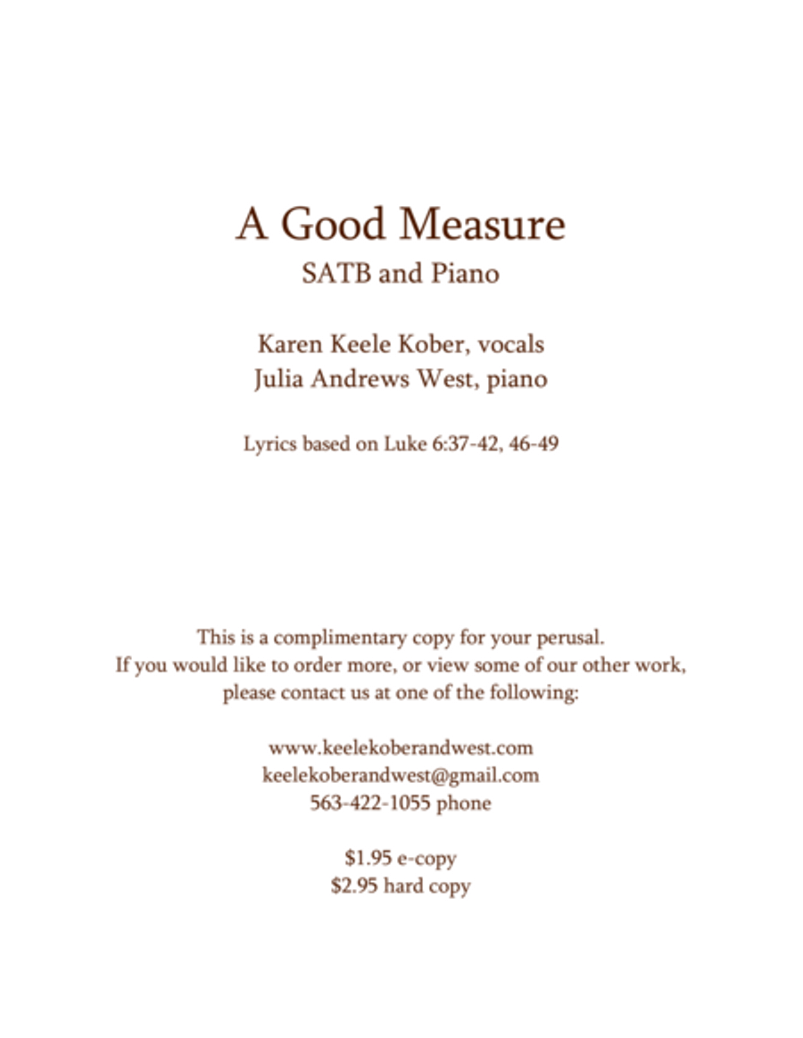 A Good Measure 4-Part scores gallery preview page 1
