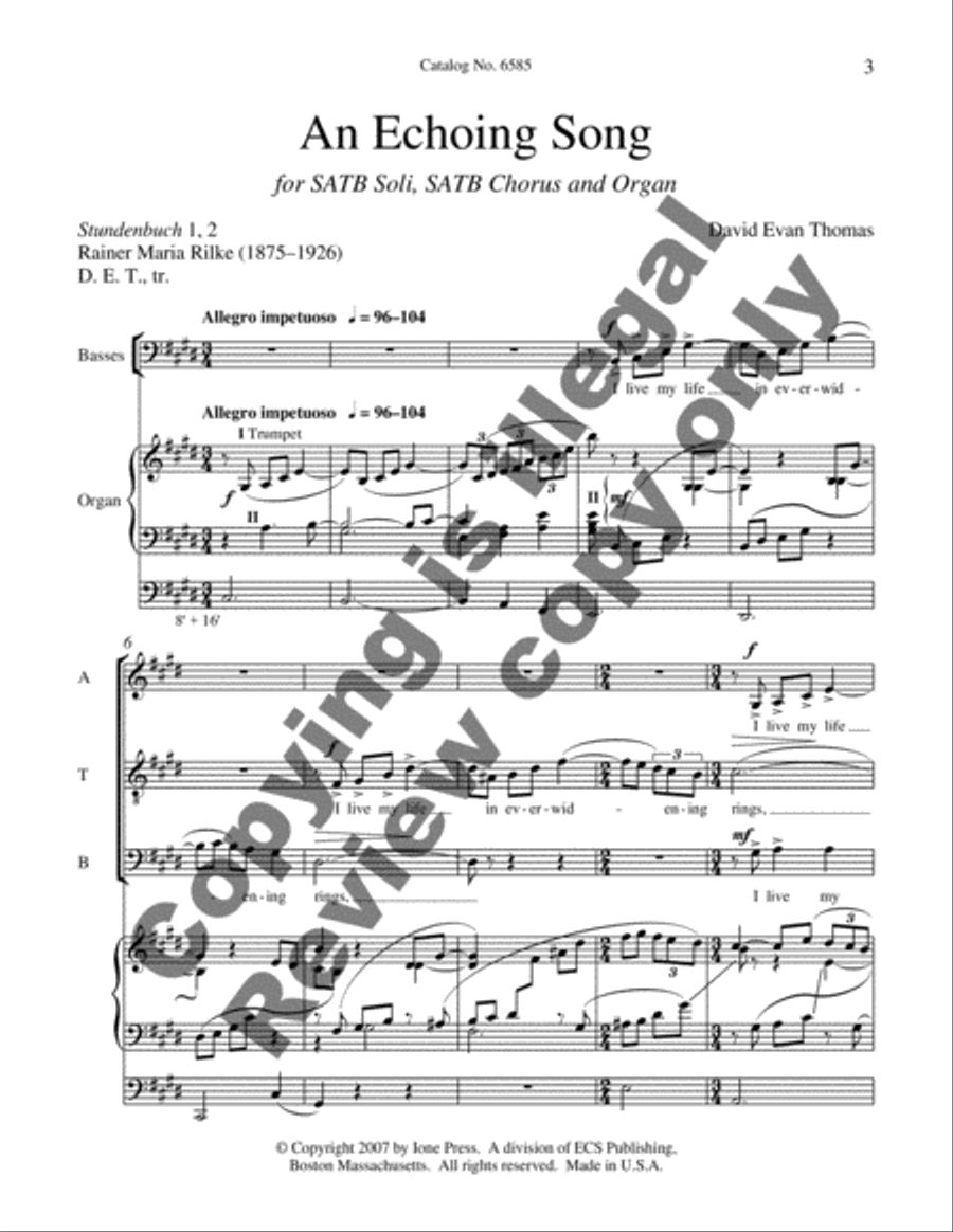 An Echoing Song 4-Part scores gallery preview page 3
