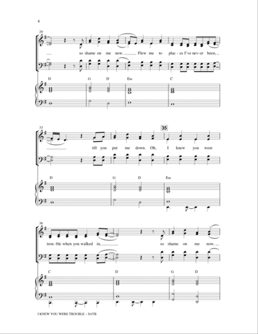 I Knew You Were Trouble 4-Part scores gallery preview page 4