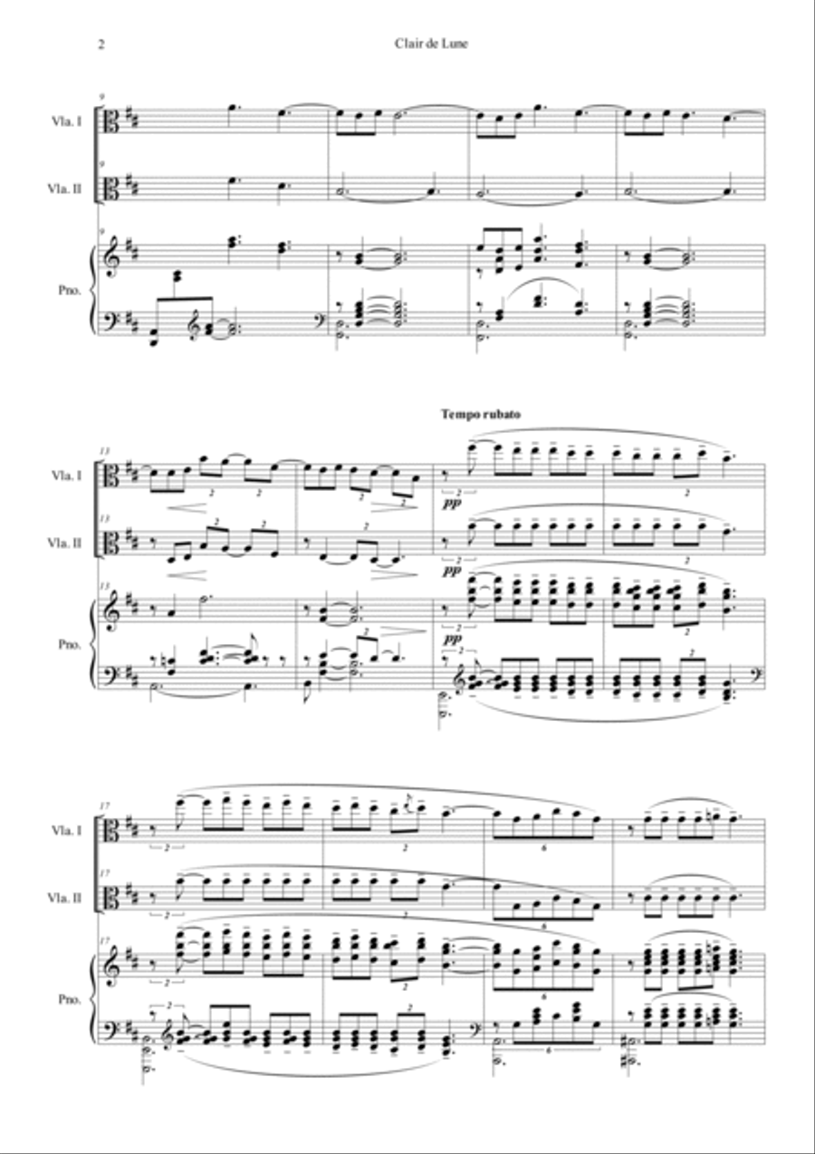 Clair de Lune in D Viola scores gallery preview page 2
