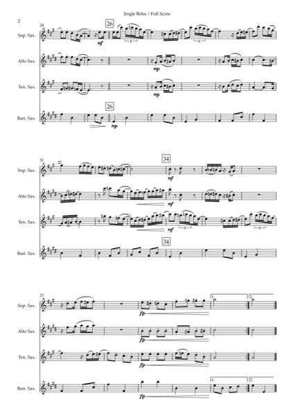 Jingle Bells - Jazz Version (Christmas Song) for Saxophone Quartet image number null