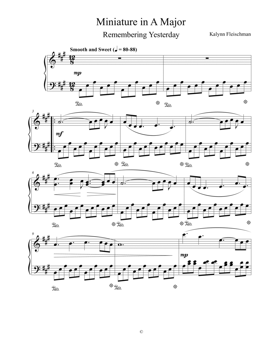 Miniature in A Major: Remembering Yesterday Piano Method scores gallery preview page 1