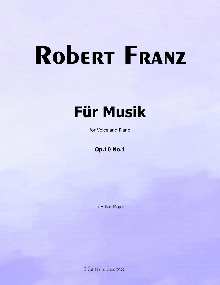 Fur Musik, by Robert Franz, in E flat Major Voice scores gallery preview page 1