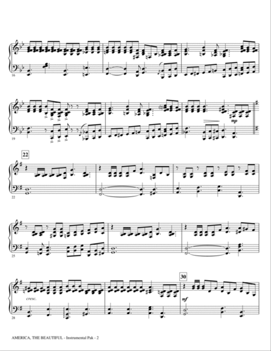 America, The Beautiful - Piano Choir scores gallery preview page 2
