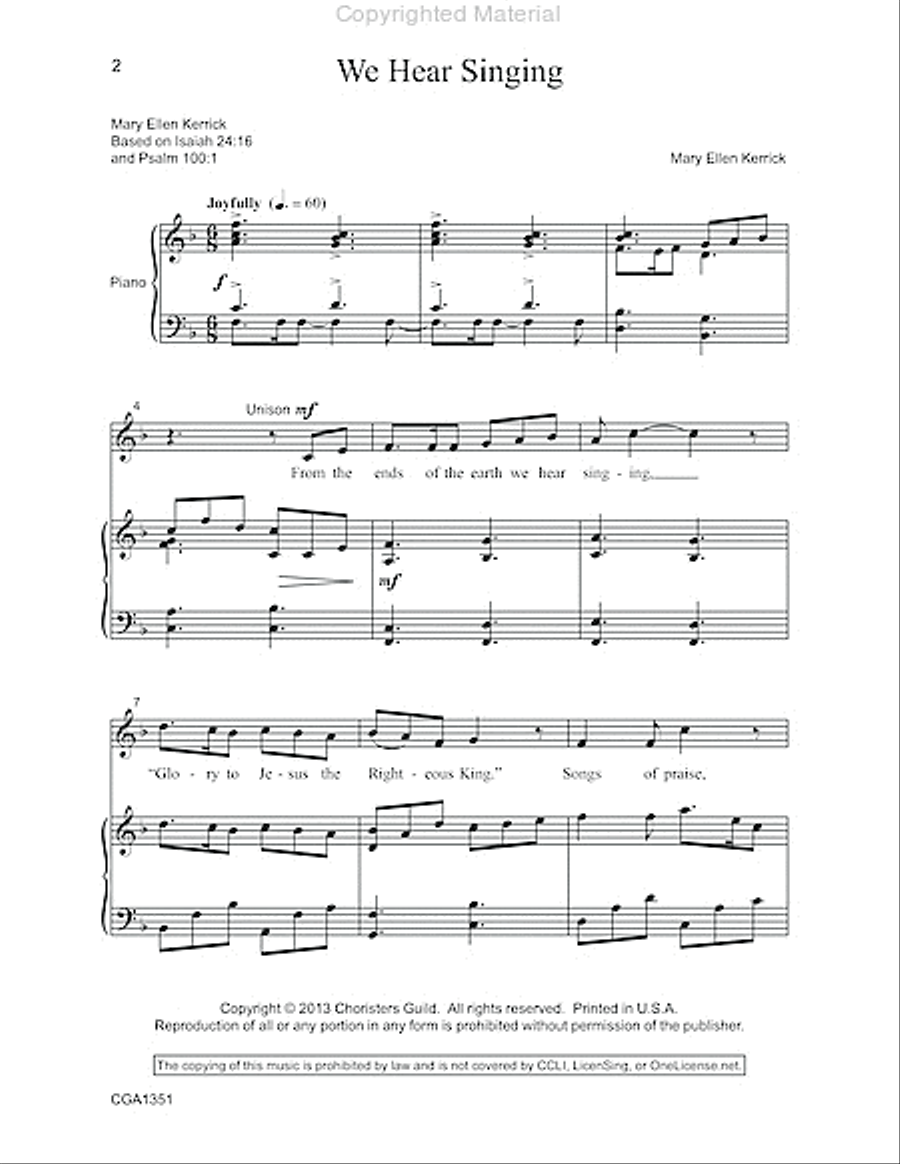 We Hear Singing We Hear Singing 2-Part scores gallery preview page 2