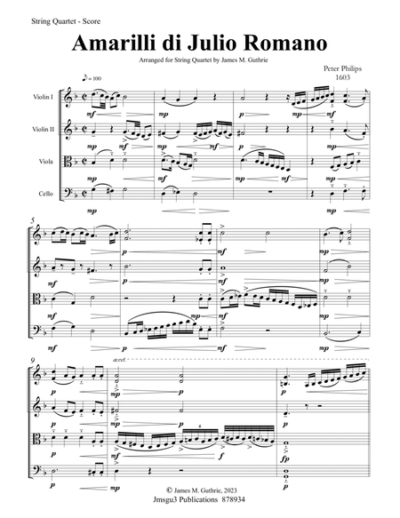 Philips: Amarilli di Julio Romano for String Quartet - Score Only image number null