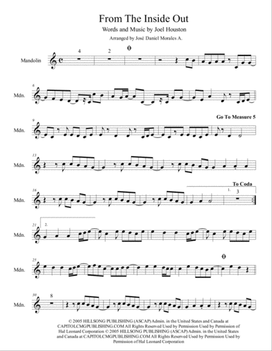 From The Inside Out Mandolin scores gallery preview page 1