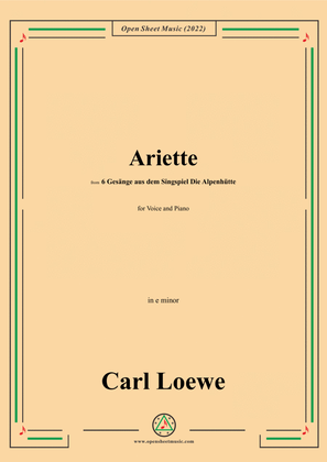 Loewe-Ariette,in e minor,for Voice and Piano