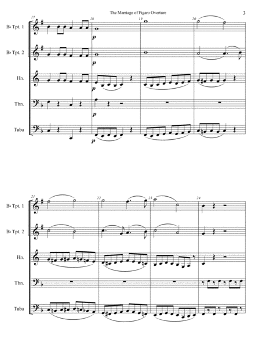 The Marriage of Figaro Overture Brass Ensemble scores gallery preview page 4