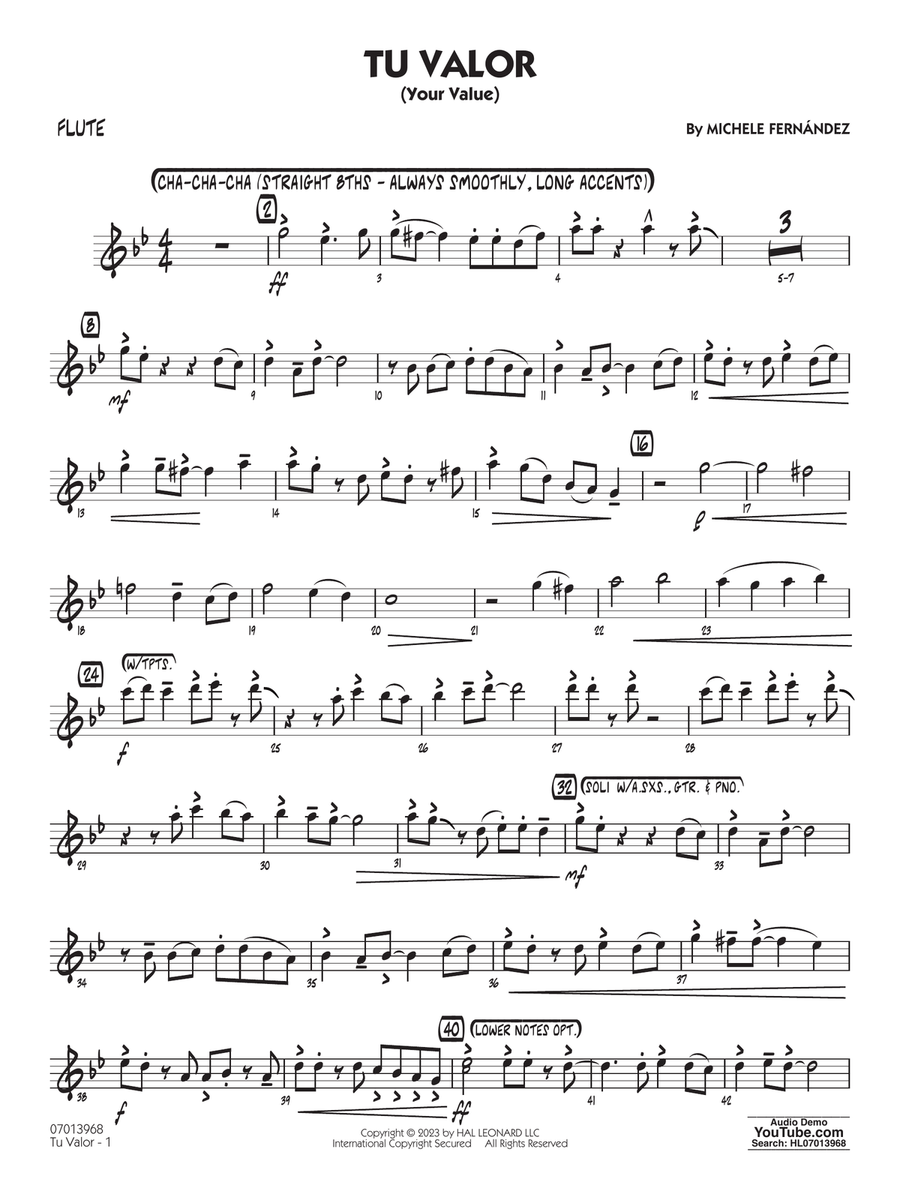 Tu Valor (Your Value) - Flute Jazz Ensemble scores gallery preview page 1