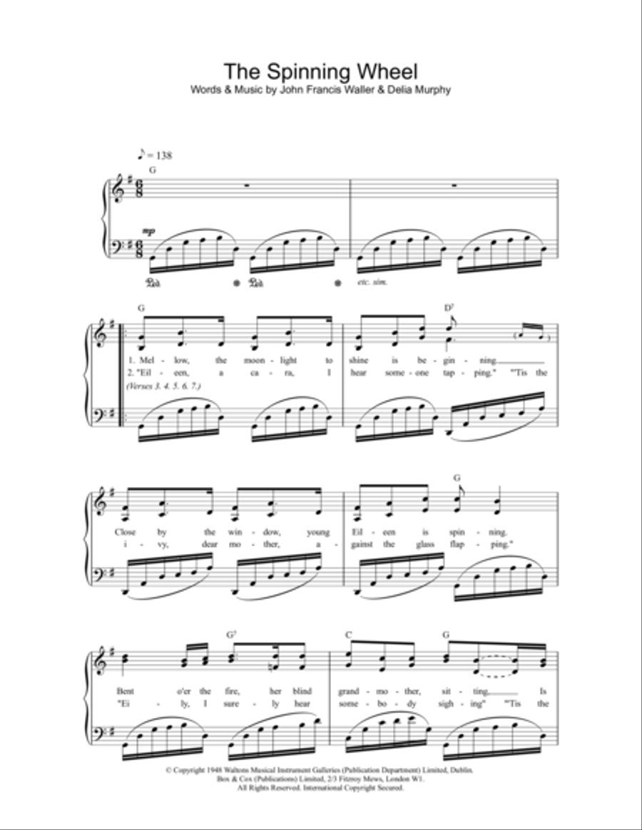 The Spinning Wheel Song Easy Piano scores gallery preview page 1