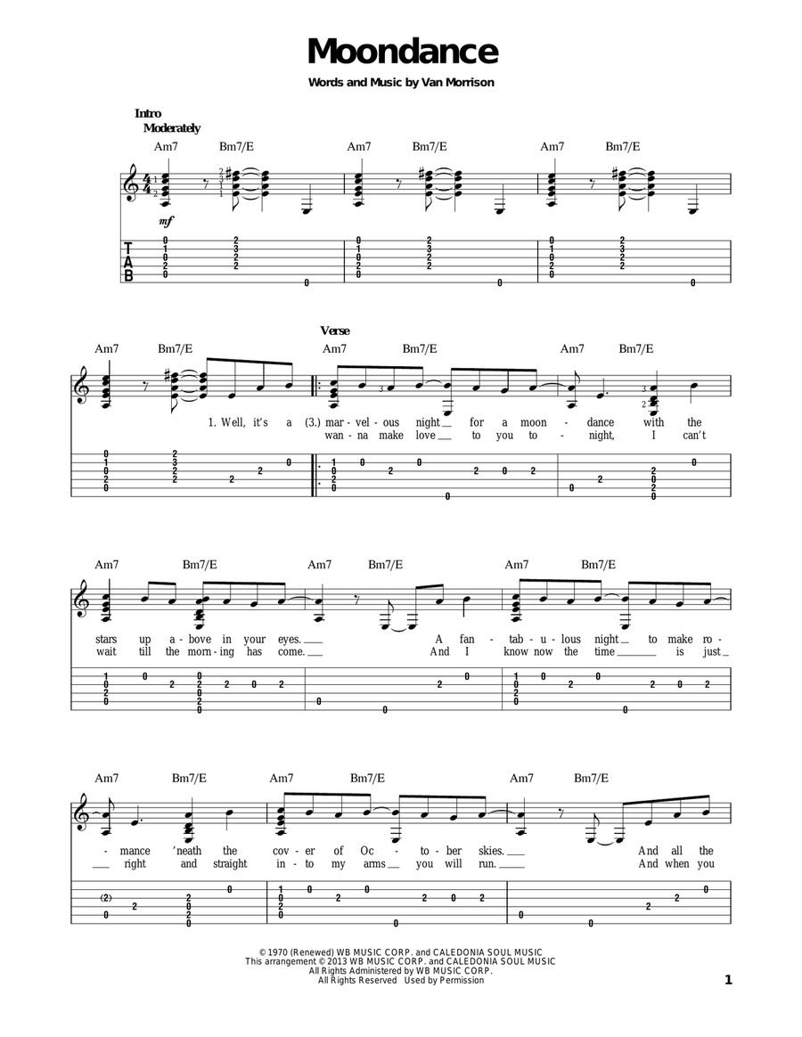 Moondance Acoustic Guitar scores gallery preview page 1