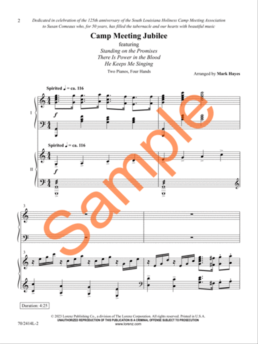 Camp Meeting Jubilee Piano Duet scores gallery preview page 3