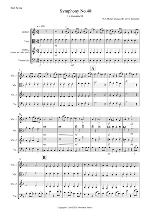 Symphony no.40 (1st Movement) for String Trio