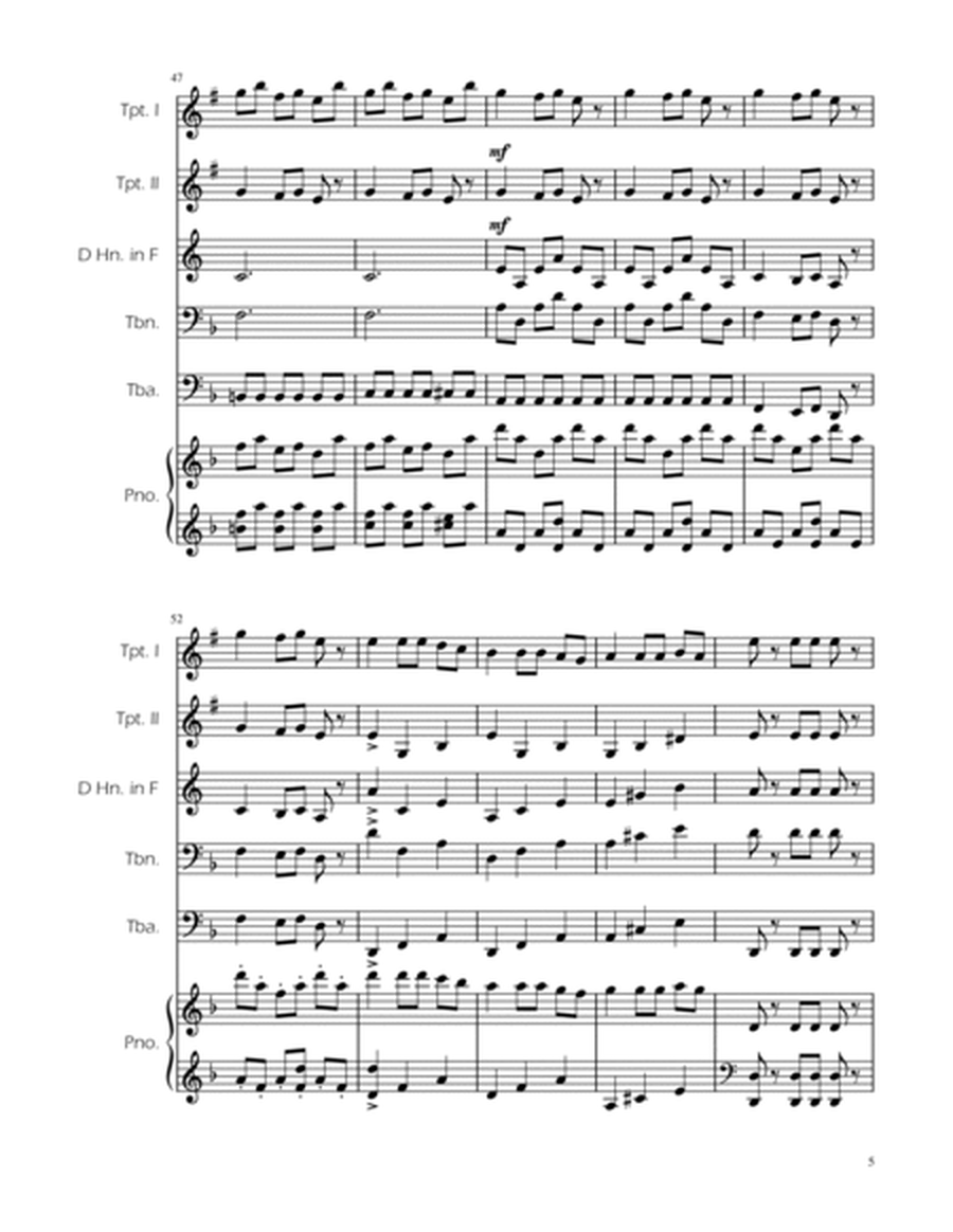 Carol of the Bells - Brass Quintet w/ Piano image number null