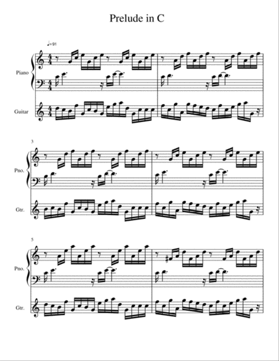 Prelude in C Major Acoustic Guitar scores gallery preview page 1
