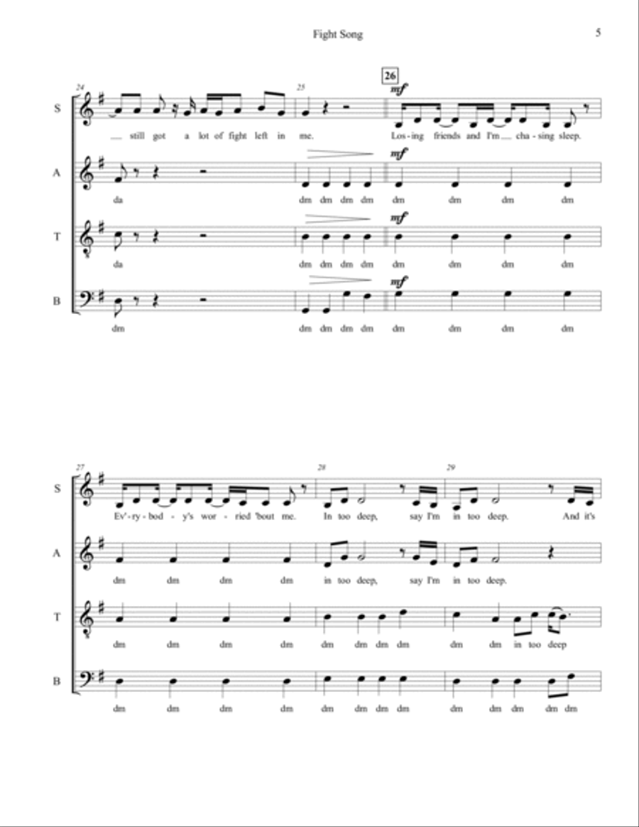 Fight Song 4-Part scores gallery preview page 5