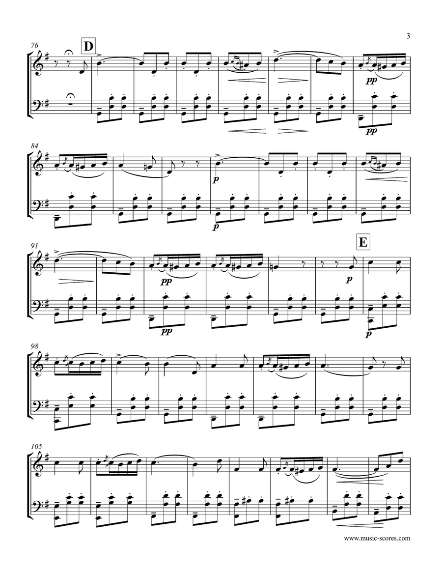 Verdi: Libiamo ne lieti calici - Brindisi from La Traviata - Violin & Cello String Duet scores gallery preview page 3