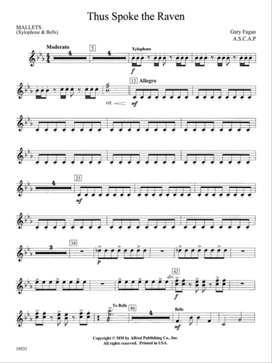 Thus Spoke the Raven: Mallets Concert Band scores gallery preview page 1