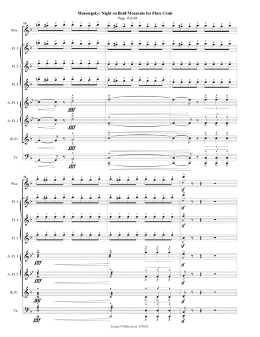 Mussorgsky: Night on Bald Mountain for Flute Choir Flute Choir scores gallery preview page 4