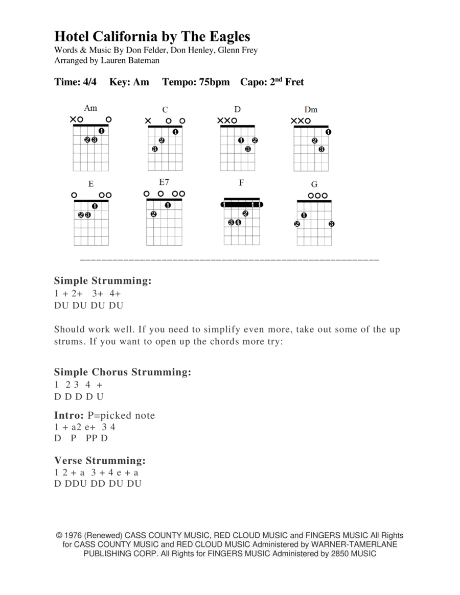 Hotel California Piano scores gallery preview page 1