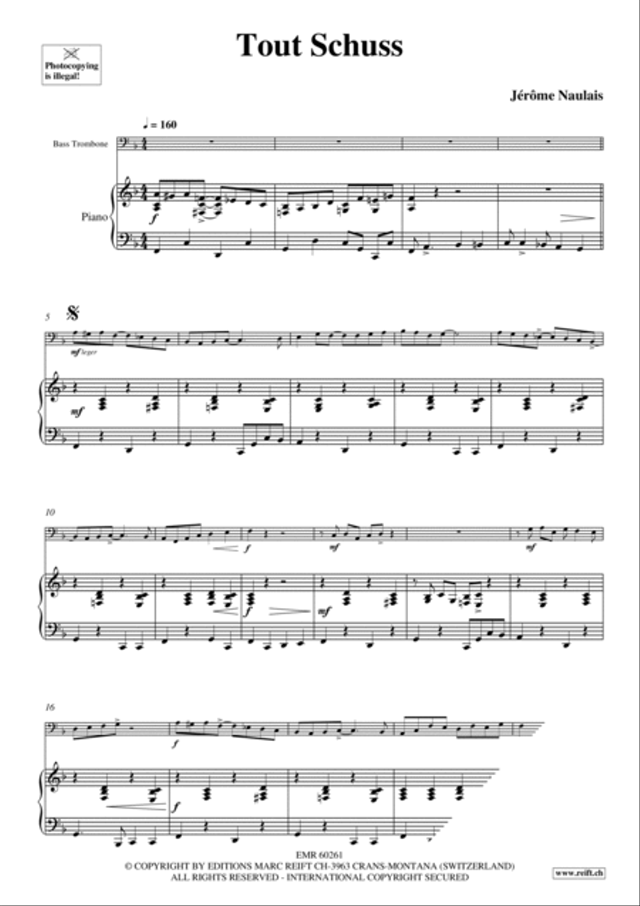 Tout Schuss Bass Trombone scores gallery preview page 5