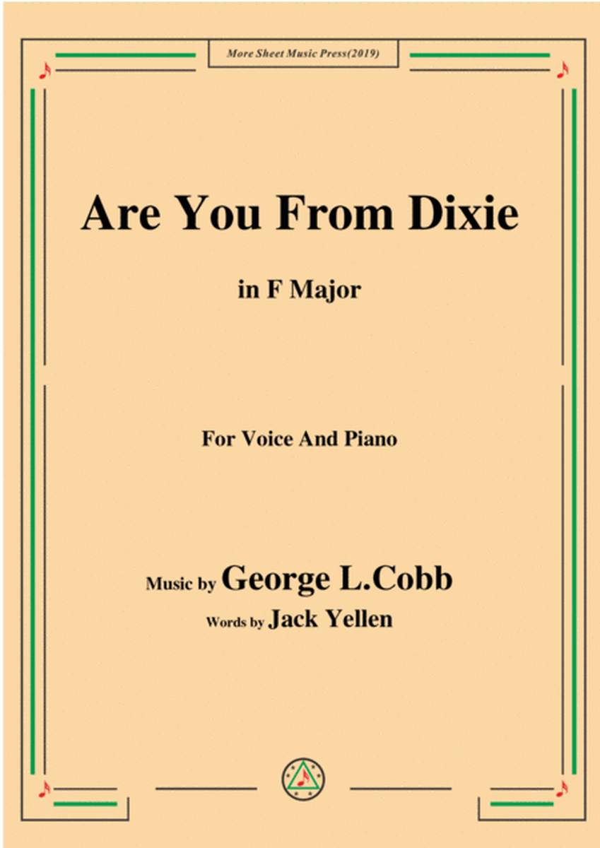 George L. Cobb-Are You From Dixie,in F Major,for Voice&Piano image number null