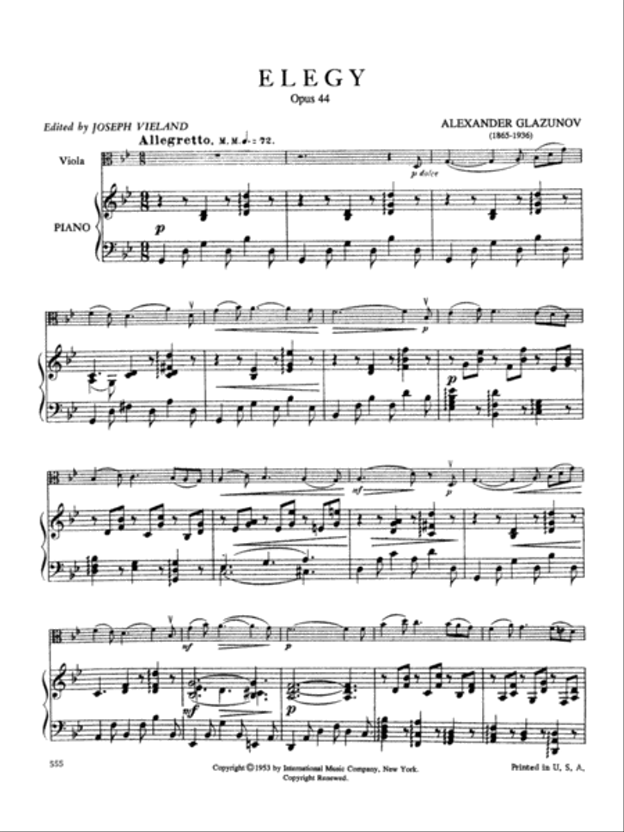 Elegy, Op. 44 Piano Accompaniment scores gallery preview page 2