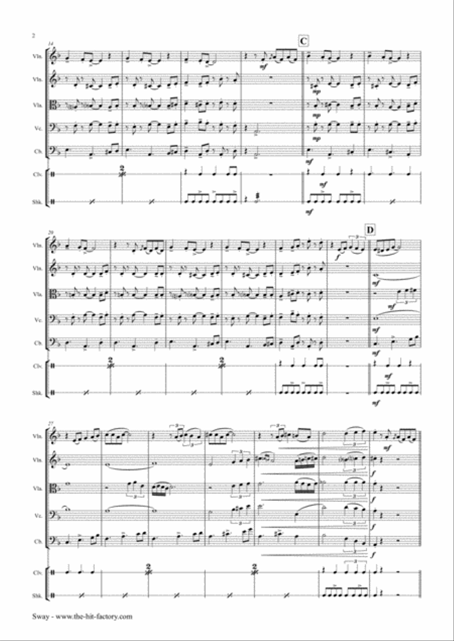 Sway (Quien Sera) String Quartet scores gallery preview page 2