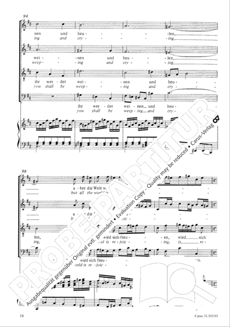 You shall be weeping and crying (Ihr werdet weinen und heulen) 4-Part scores gallery preview page 17