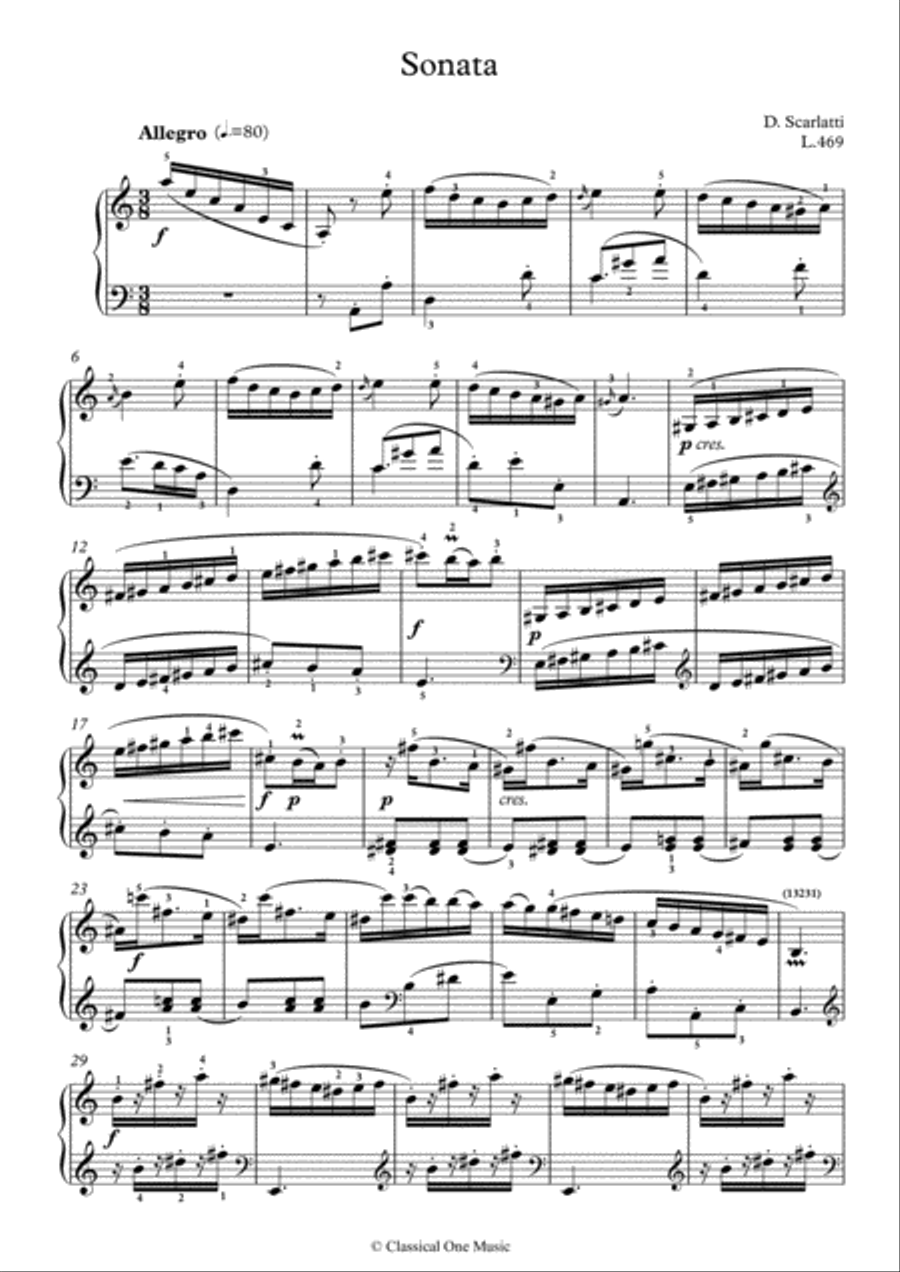 Scarlatti-Sonata in a-minor L.469 K.110(piano) Piano Solo scores gallery preview page 2