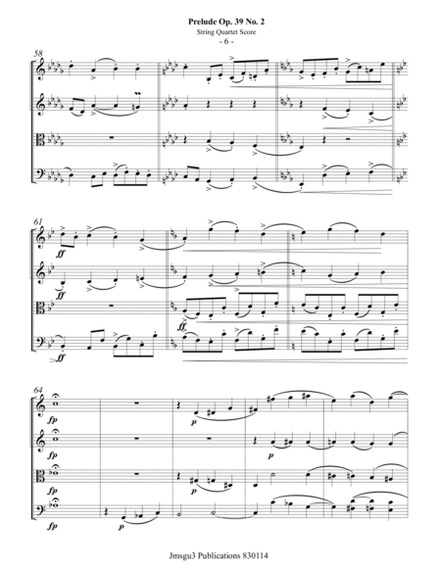 Beethoven: Prelude Op. 39 No. 2 for String Quartet image number null