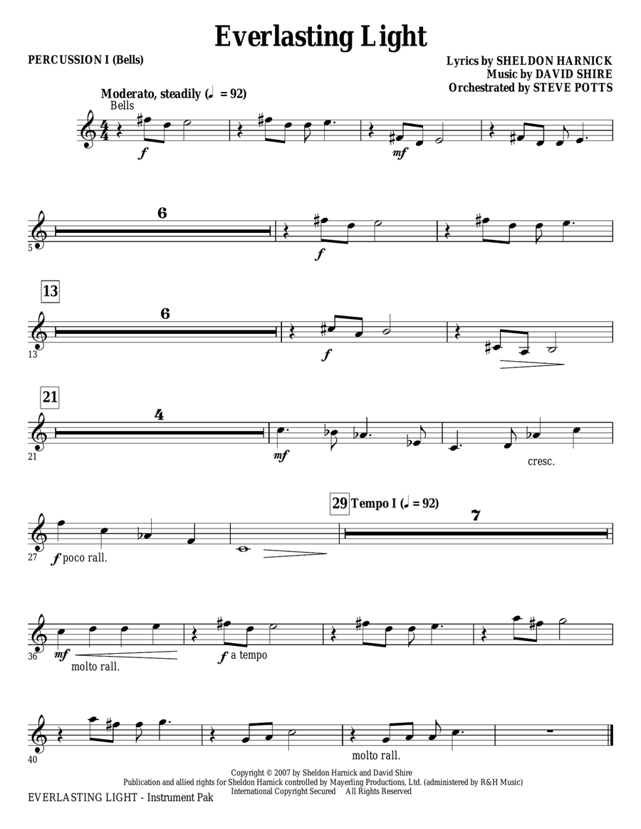 Everlasting Light - Percussion 1 Choir scores gallery preview page 1