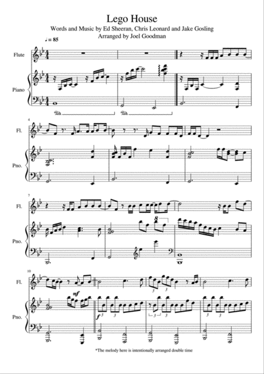 Lego House Flute Solo scores gallery preview page 1