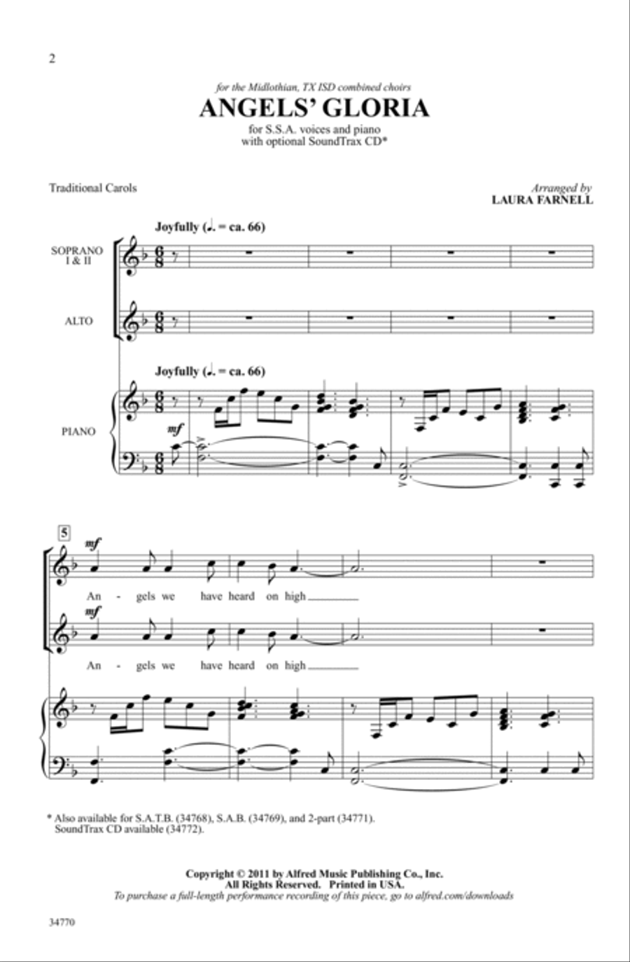 Angels' Gloria Angels' Gloria SSA scores gallery preview page 1