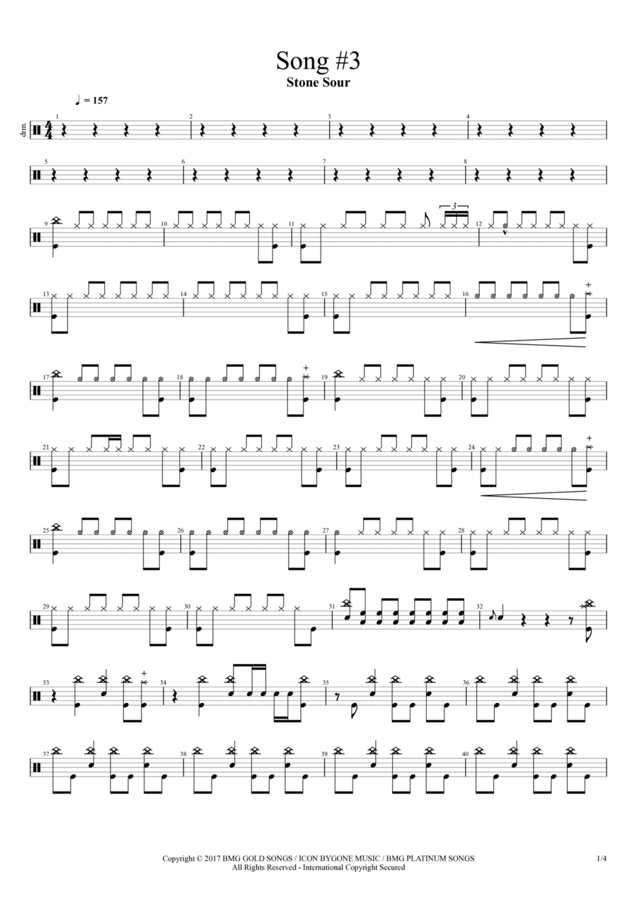 Song #3 Drum Set scores gallery preview page 1