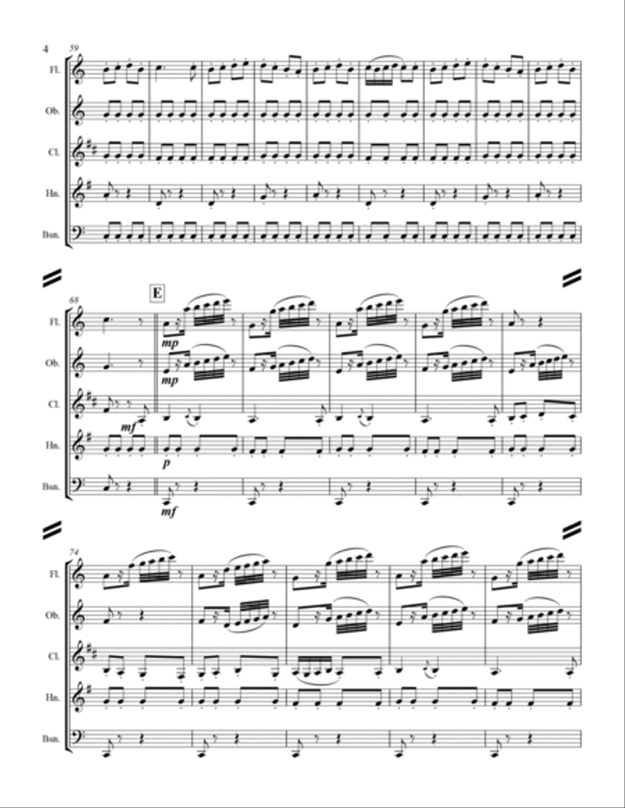 Bizet - Farandole from L'Arlesienne Suite No. II (for Woodwind Quintet) Woodwind Quintet scores gallery preview page 5