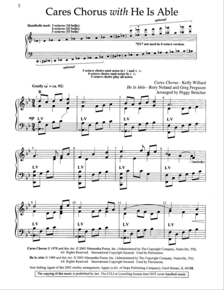 Cares Chorus with He Is Able 5-Octaves scores gallery preview page 8