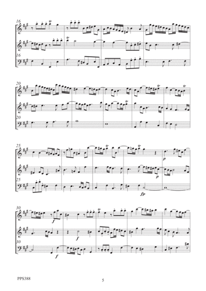 ARNE: TRIO SONATA IN A MAJOR OPUS 3 No. 1 for flute, oboe & bassoon or cello