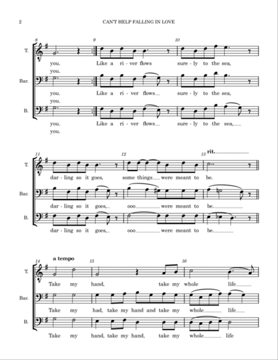 Can't Help Falling In Love 3-Part scores gallery preview page 3