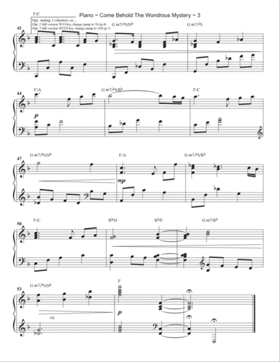Come Behold The Wondrous Mystery Piano Solo scores gallery preview page 4