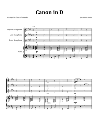 Canon by Pachelbel - Saxophone Trio with Piano