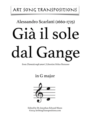 Book cover for SCARLATTI: Già il sole dal Gange (transposed to G major)