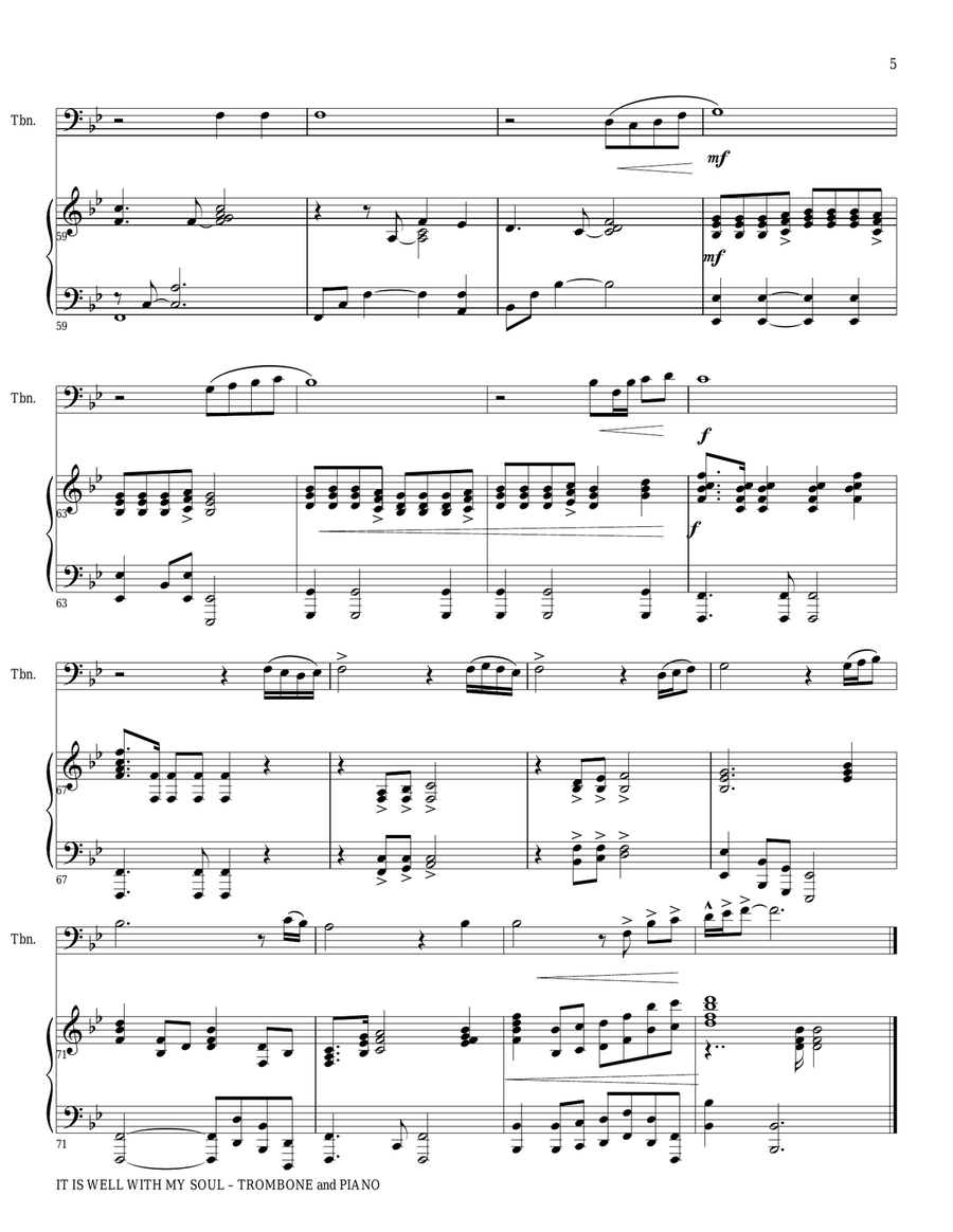 THREE HYMN ARRANGEMENTS for TROMBONE and PIANO (Duet – Trombone/Piano with Trombone Part) Trombone Duet scores gallery preview page 6