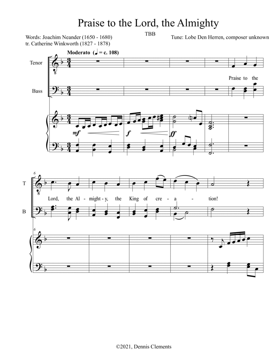 Praise to the Lord, the Almighty TB scores gallery preview page 1