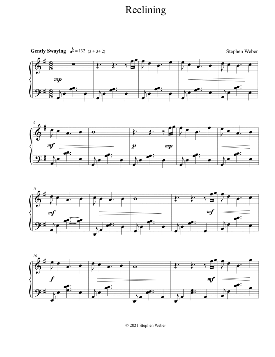 Reclining Reclining Piano Solo scores gallery preview page 1