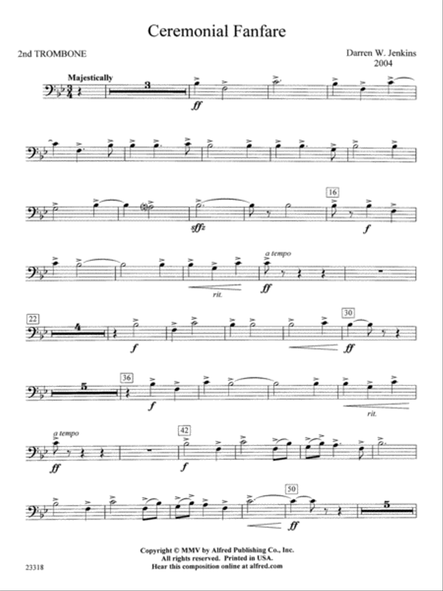 Ceremonial Fanfare: 2nd Trombone Concert Band scores gallery preview page 1