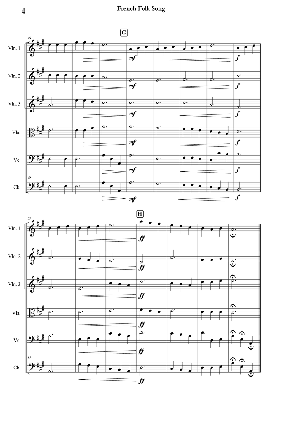 French Folk Song for String Orchestra Chamber Music scores gallery preview page 4