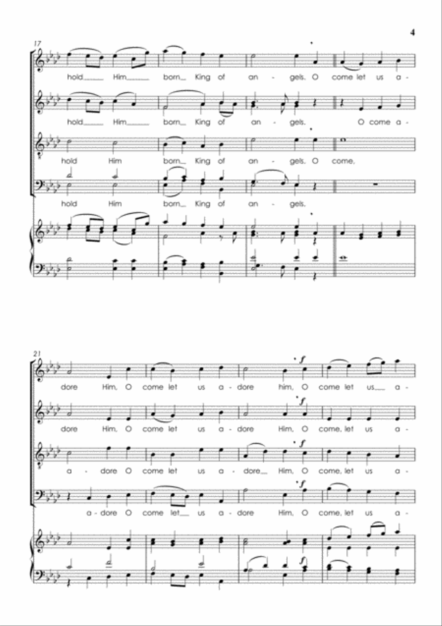 Adeste Fideles (O Come, All Ye Faithful) - SATB a Cappella 4-Part scores gallery preview page 4